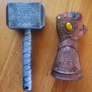 Thor Hammer & Thanos Infinity Gauntlet Bottle Openers with Thor Hammer Keychain